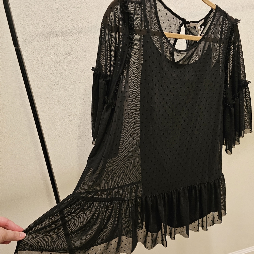 Black Swiss Dot Blouse - Picture 4 of 7